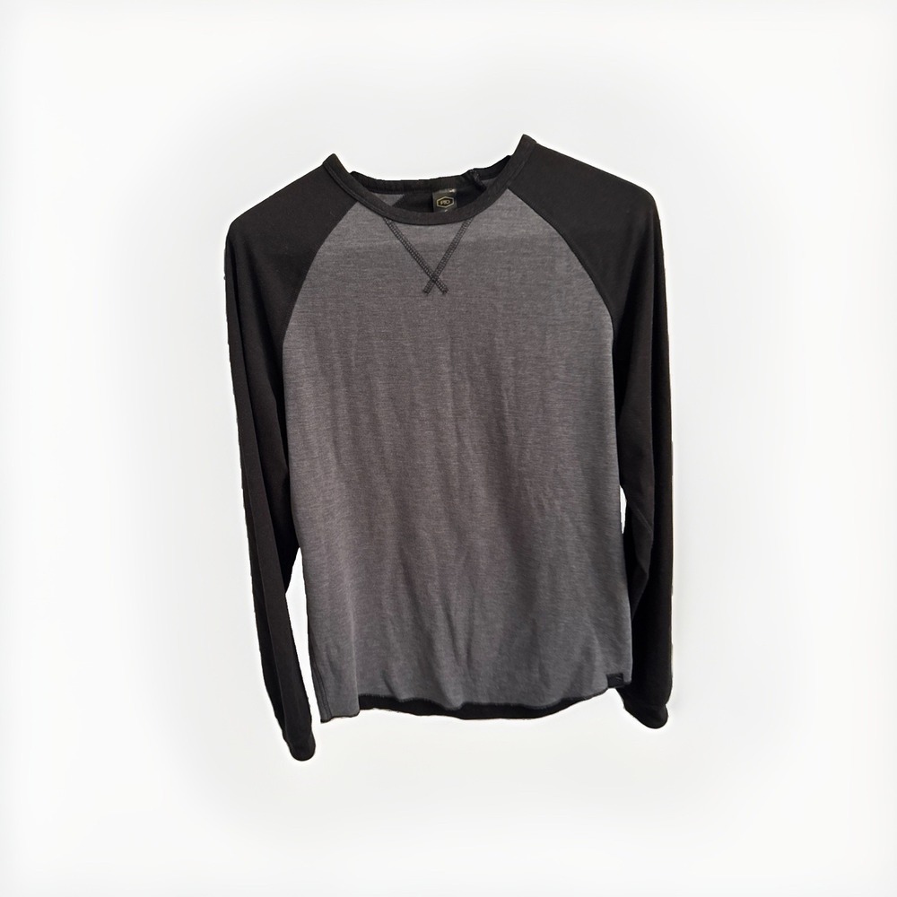 PTO Shirt Mens Sz S Grey Black Long Sleeve Reversible Stretch Comfort Shirt